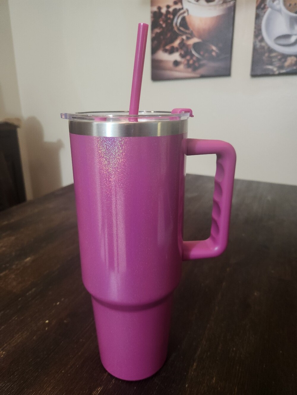 Ashland Pink Stainles Insulated Travel Mug with Handle and Straw